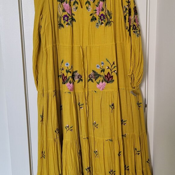 Samant Chauhan By Anthropologie Embroidered Tiered Maxi Dress Size 3X - Picture 2 of 5